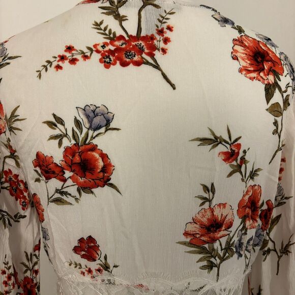 Forever 21 size Medium Floral Lace Stevie Nicks Boho Floral Kimono Duster - Picture 7 of 9